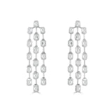 14K Gold Bezel Set Emerald Cut Diamond Triple Drop Earrings - 3.78 CT.