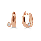 14K Gold Pear Shape Bezel Diamond Huggie - 0.20 CT