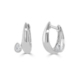 14K Gold Pear Shape Bezel Diamond Huggie - 0.20 CT