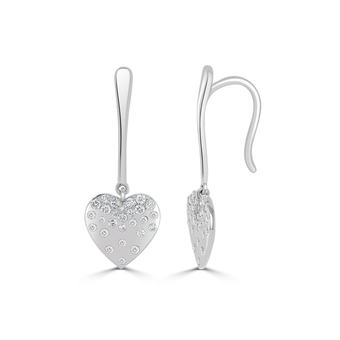 14K Gold Diamond Sprinkle Heart Earrings
