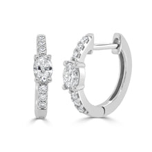 Load image into Gallery viewer, 14K Gold Oval &amp; Round Diamond Huggie Earrings