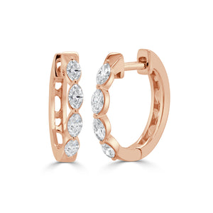 14K Gold Marquise Shape Diamond Earrings