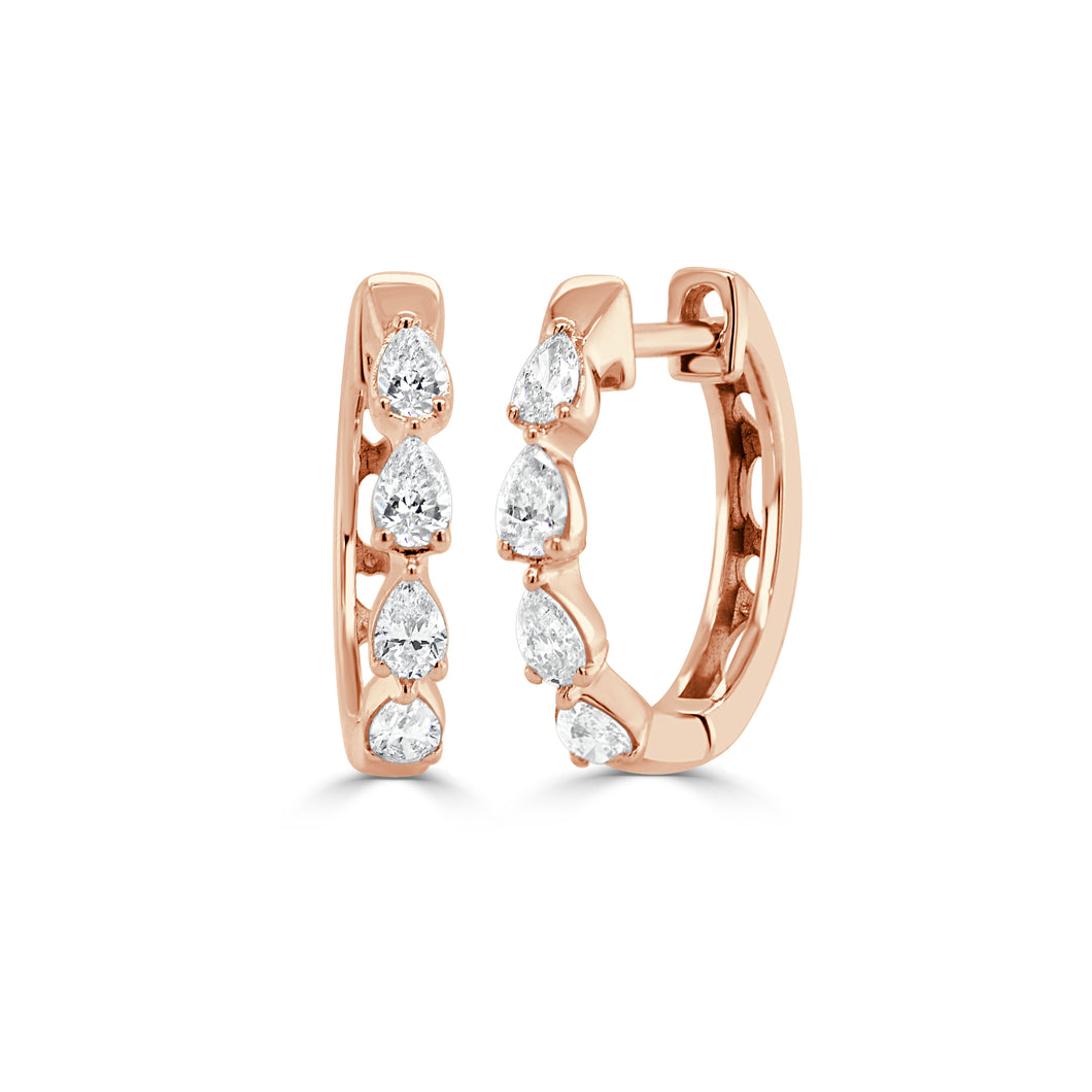 14K Gold & Pear-Shape Diamond Huggie Earrings