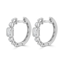 Load image into Gallery viewer, 14K Gold Round and Emerald Cut Diamond Earrings