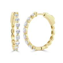Load image into Gallery viewer, 14K Gold &amp; Oval-Cut Diamond Hoop Earrings