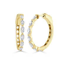Load image into Gallery viewer, 14K Gold &amp; Marquise Diamond Huggie Earrings