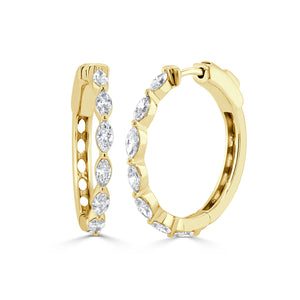 14K Gold & Marquise Diamond Huggie Earrings