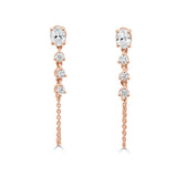 14K Gold Oval Cut & Round Diamond Earrings - 0.70ct
