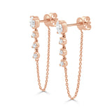 14K Gold Oval Cut & Round Diamond Earrings - 0.70ct