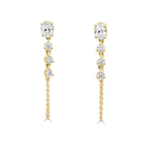 14K Gold Oval Cut & Round Diamond Earrings - 0.70ct
