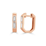 14K Gold Diamond Baguette Hoop Earrings - 0.52 CT