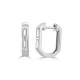 14K Gold Diamond Baguette Hoop Earrings - 0.52 CT
