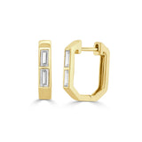 14K Gold Diamond Baguette Hoop Earrings - 0.52 CT