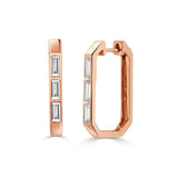 14K Gold Diamond Baguette Hoop Earrings- 0.86 CT