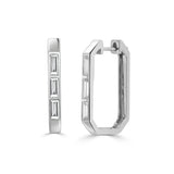 14K Gold Diamond Baguette Hoop Earrings- 0.86 CT