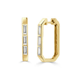 14K Gold Diamond Baguette Hoop Earrings- 0.86 CT