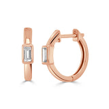 14K Gold Diamond Baguette Hoop Earrings- 0.28 CT