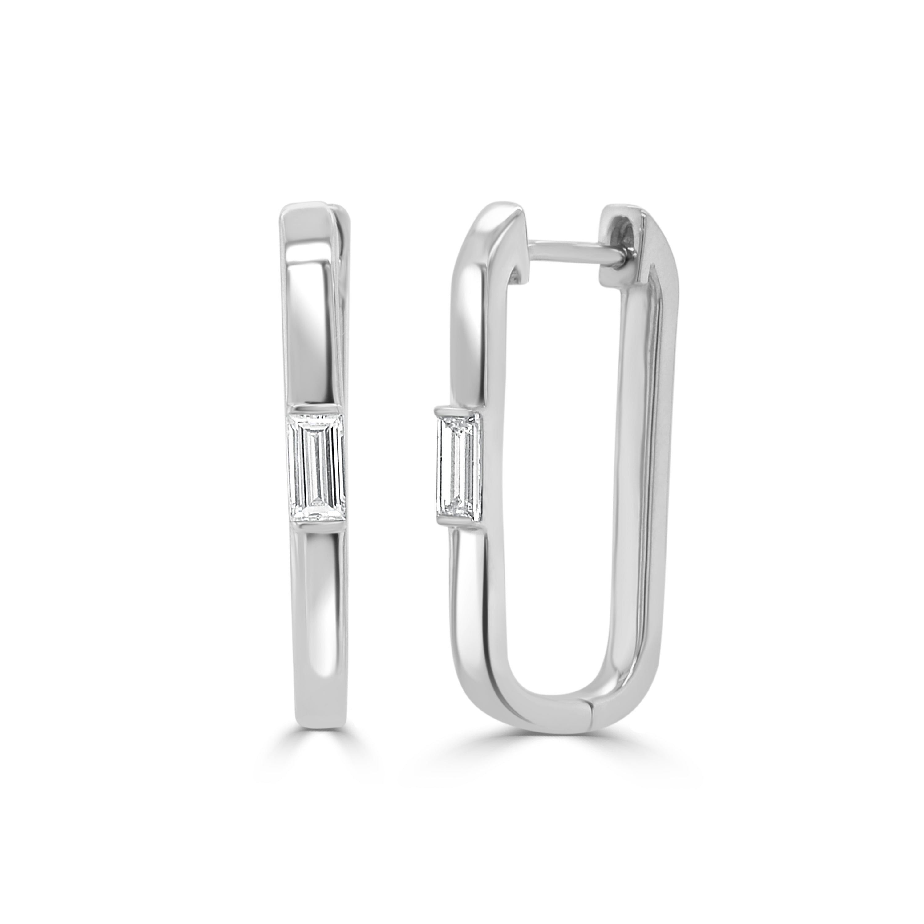 14K Gold Diamond Baguette Hoop Earrings- 0.40 CT