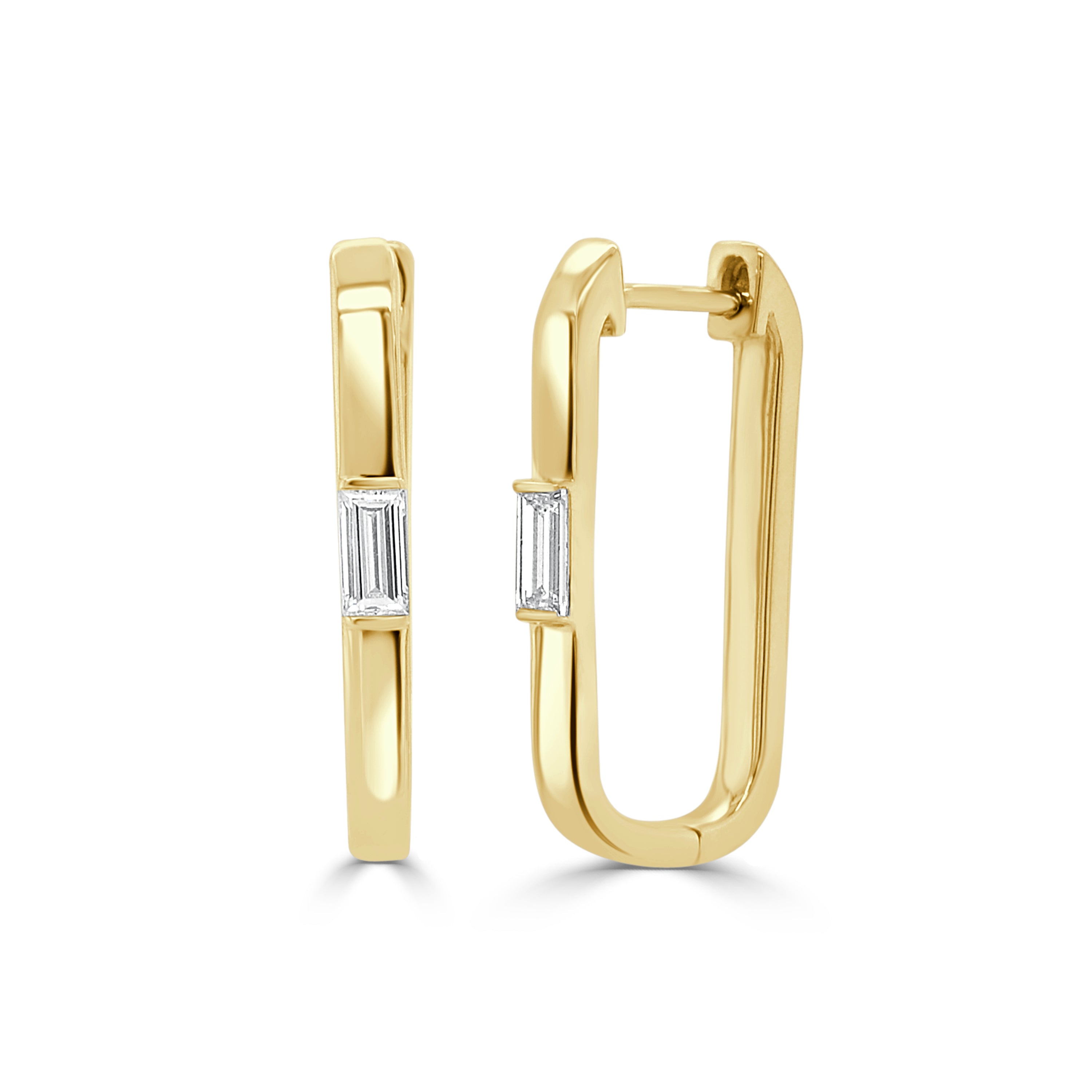 14K Gold Diamond Baguette Hoop Earrings- 0.40 CT