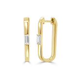 14K Gold Diamond Baguette Hoop Earrings- 0.40 CT