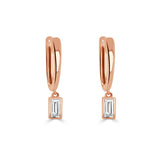 14K Gold Diamond Baguette Huggie Earring- 0.32 CT