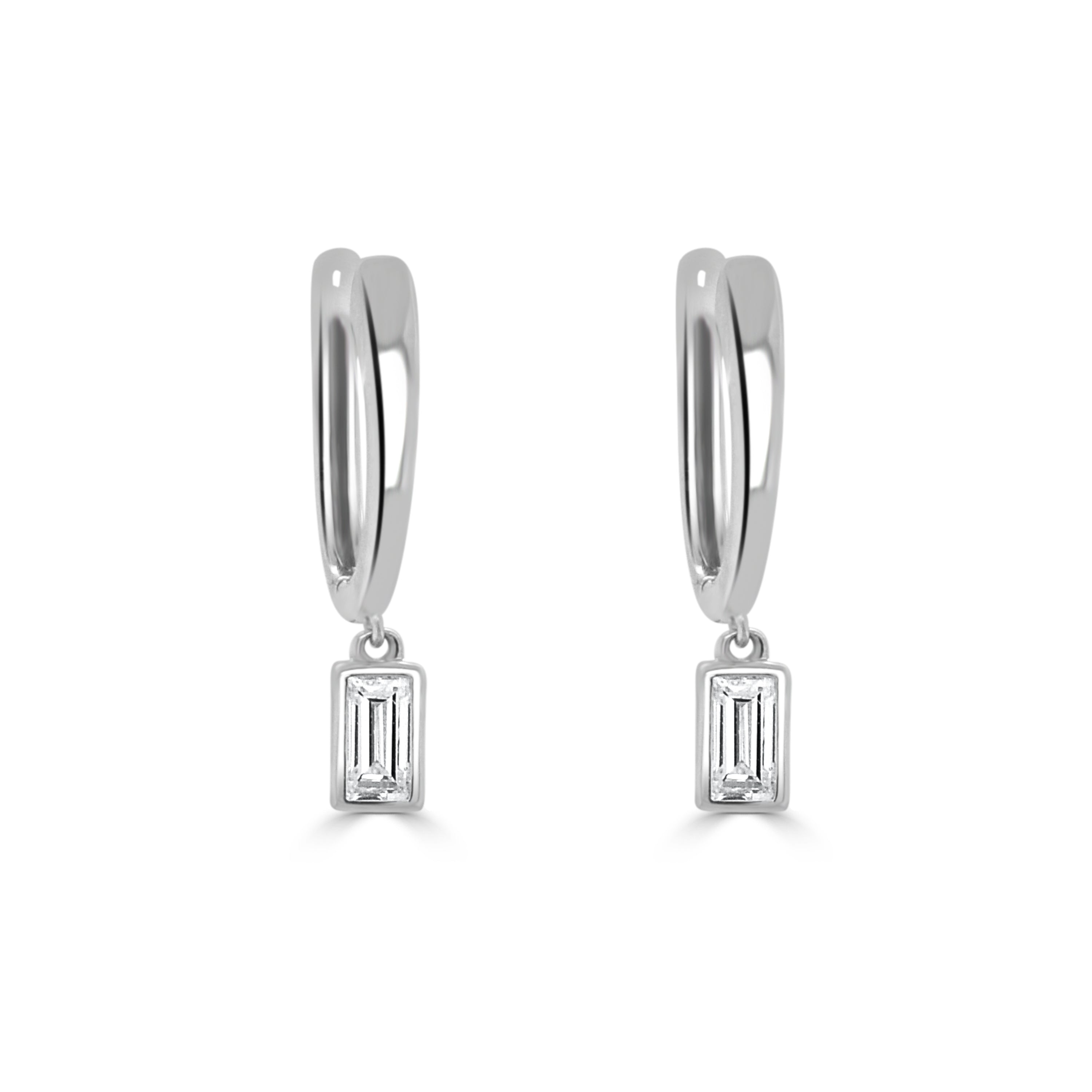 14K Gold Diamond Baguette Huggie Earring- 0.32 CT