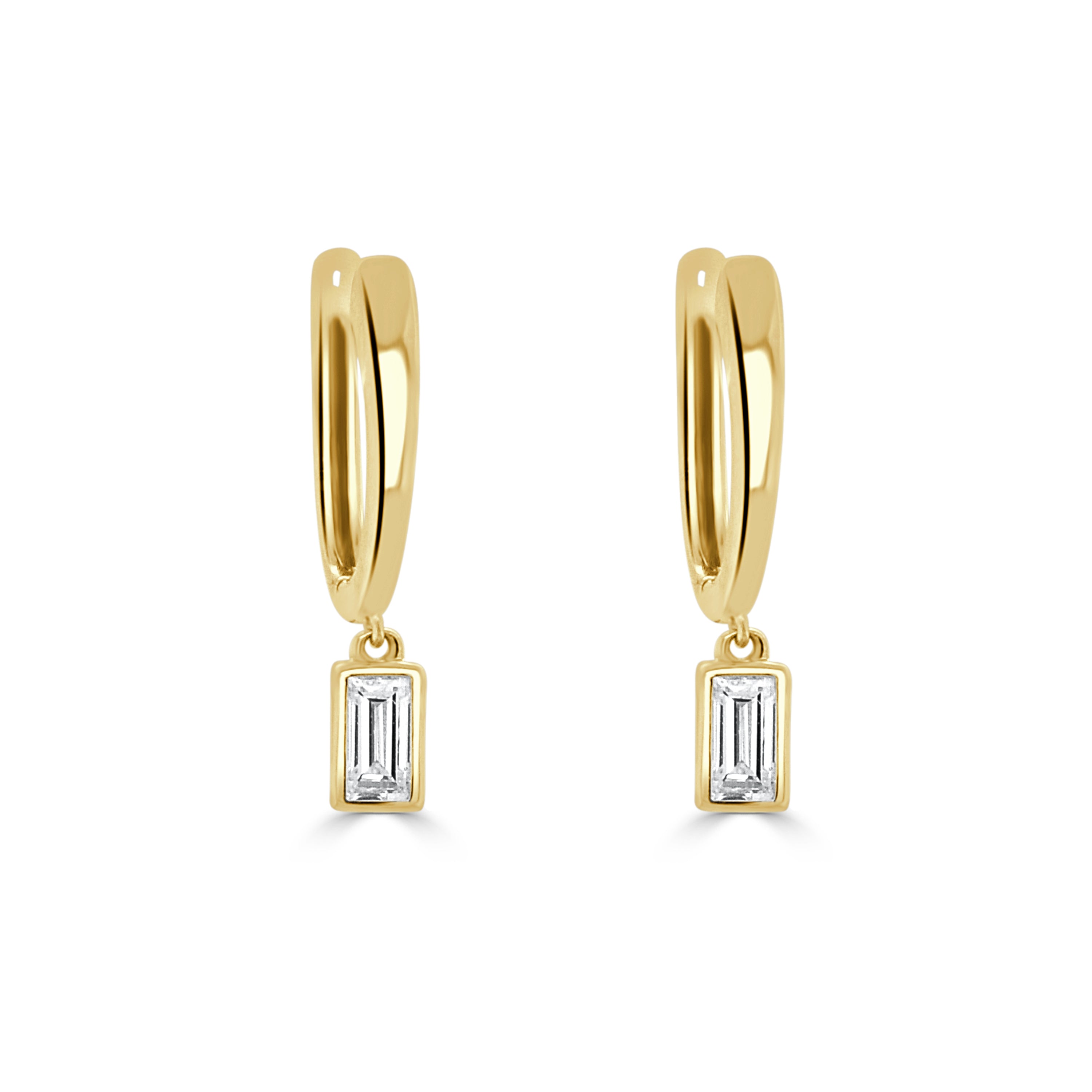 14K Gold Diamond Baguette Huggie Earring- 0.32 CT