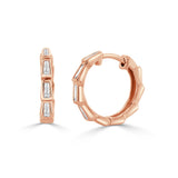 14K Gold Diamond Tapered Baguette Huggie - 0.38 CT.
