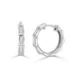 14K Gold Diamond Tapered Baguette Huggie - 0.38 CT.