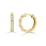 14K Gold Diamond Tapered Baguette Huggie - 0.38 CT.