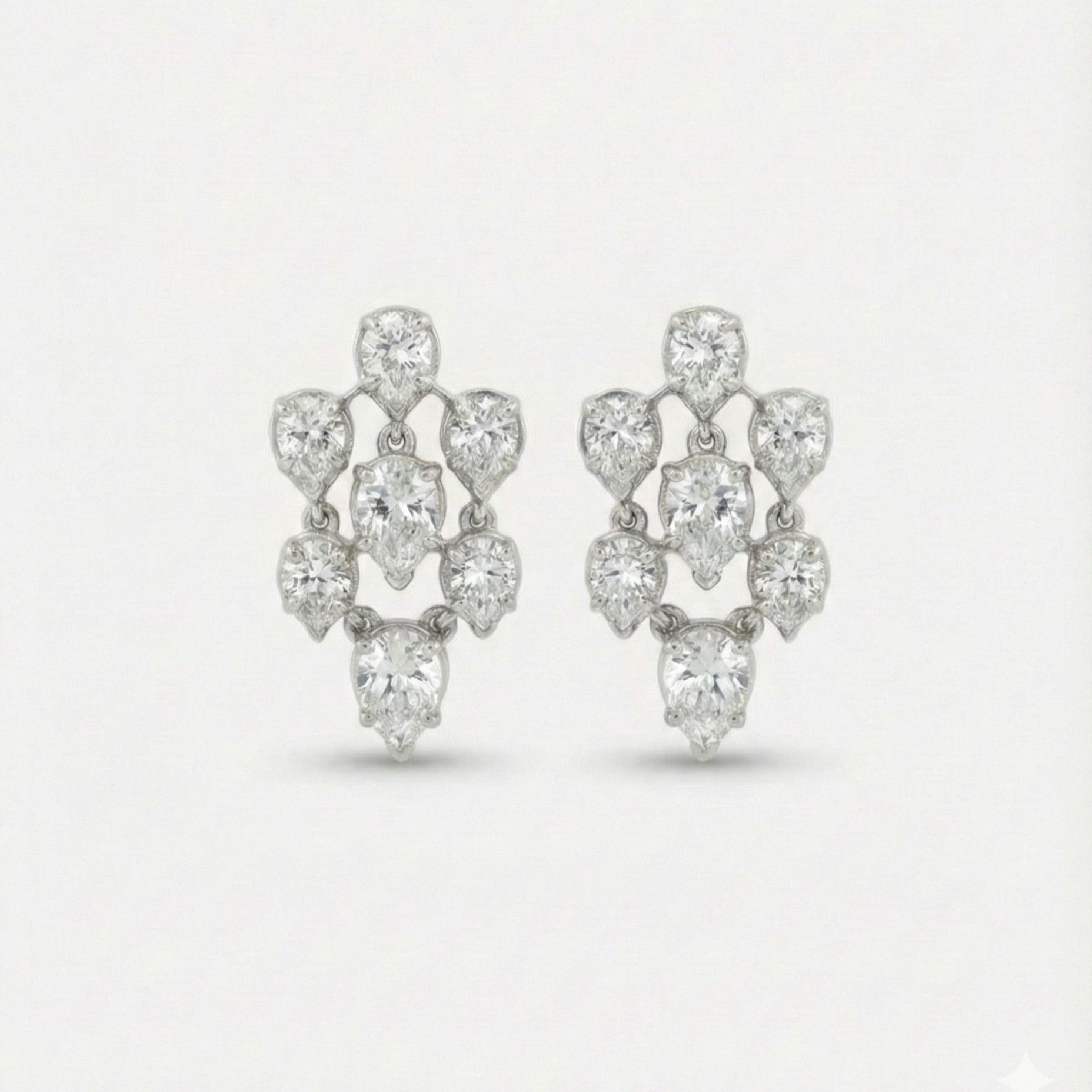 14K Gold Pear Shape Diamond Drop Earrings - 2.88 CT