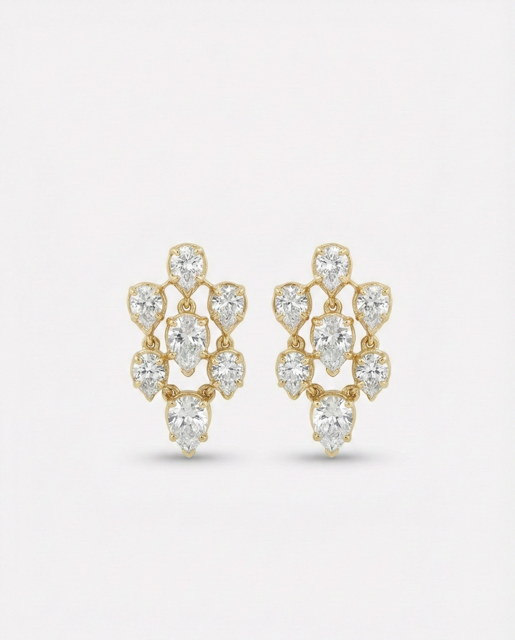 14K Gold Pear Shape Diamond Drop Earrings - 2.88 CT