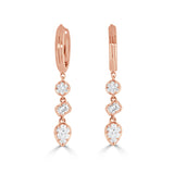 14K Gold Mixed Diamond Dangle Earrings - 0.97 CT
