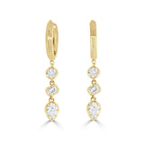 14K Gold Mixed Diamond Dangle Earrings - 0.97 CT