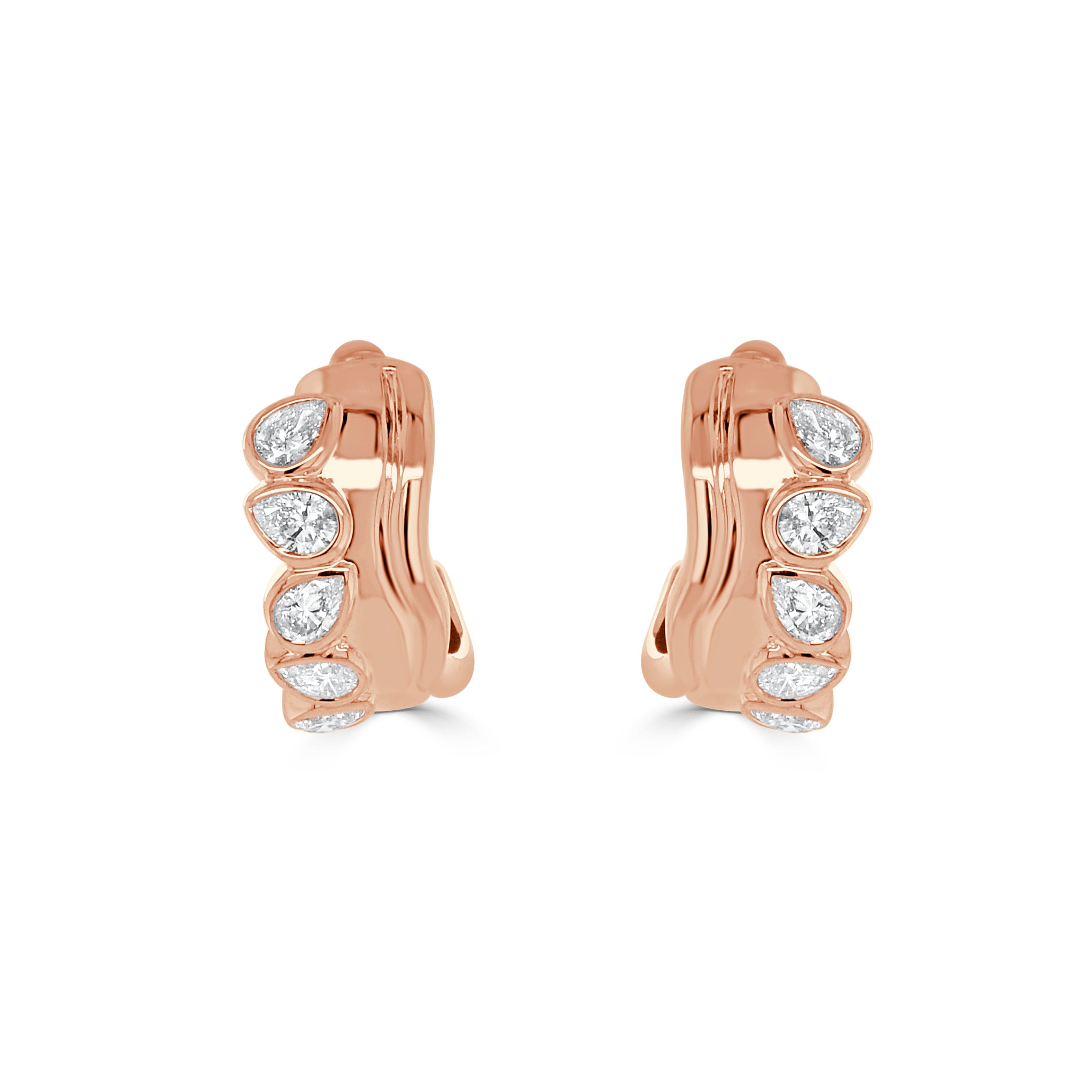 14K Gold Pear Shape Diamond Hoop Earrings- 0.82 CT