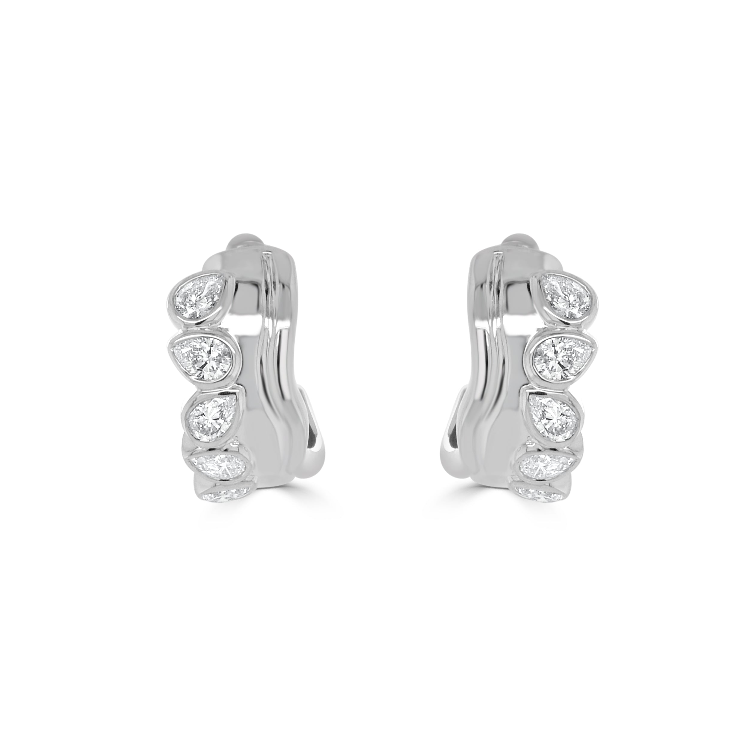 14K Gold Pear Shape Diamond Hoop Earrings- 0.82 CT