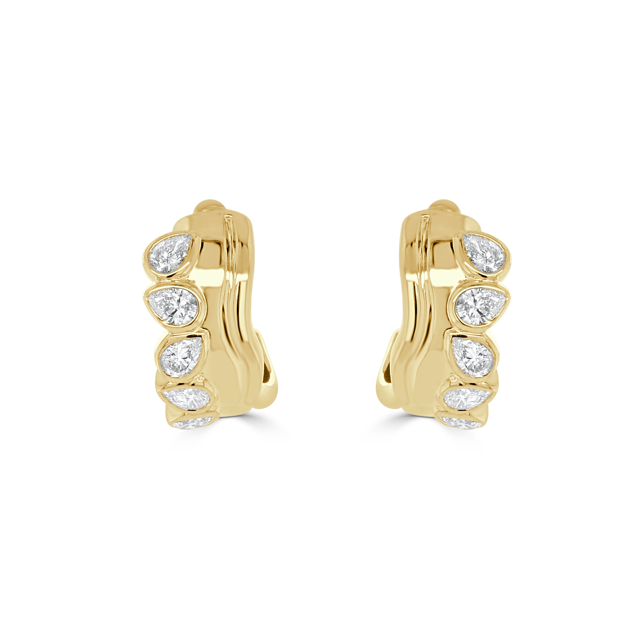 14K Gold Pear Shape Diamond Hoop Earrings- 0.82 CT