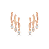 14K Gold Diamond Marquise Dangle Cuff Earrings  - 0.59 CT