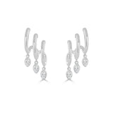 14K Gold Diamond Marquise Dangle Cuff Earrings  - 0.59 CT