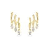 14K Gold Diamond Marquise Dangle Cuff Earrings  - 0.59 CT