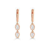 14K Gold Pear Shape & Oval Diamond Dangle Earrings - 0.82 CT
