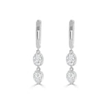 14K Gold Pear Shape & Oval Diamond Dangle Earrings - 0.82 CT
