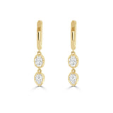 14K Gold Pear Shape & Oval Diamond Dangle Earrings - 0.82 CT