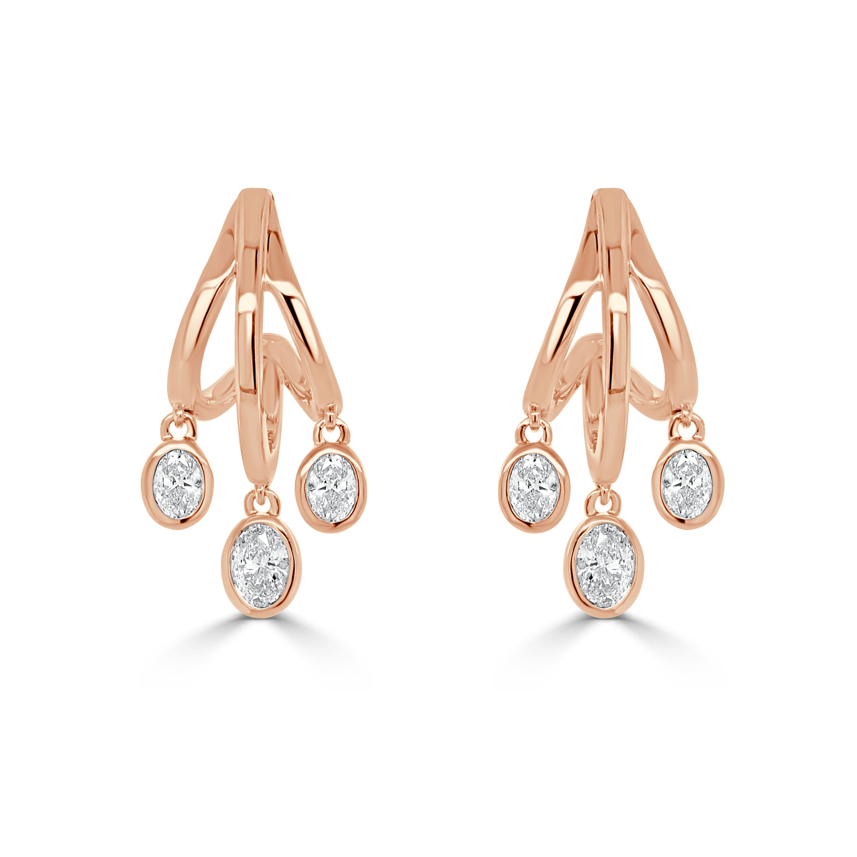 14K Gold Diamond Dangle Earrings - 1.10 CT