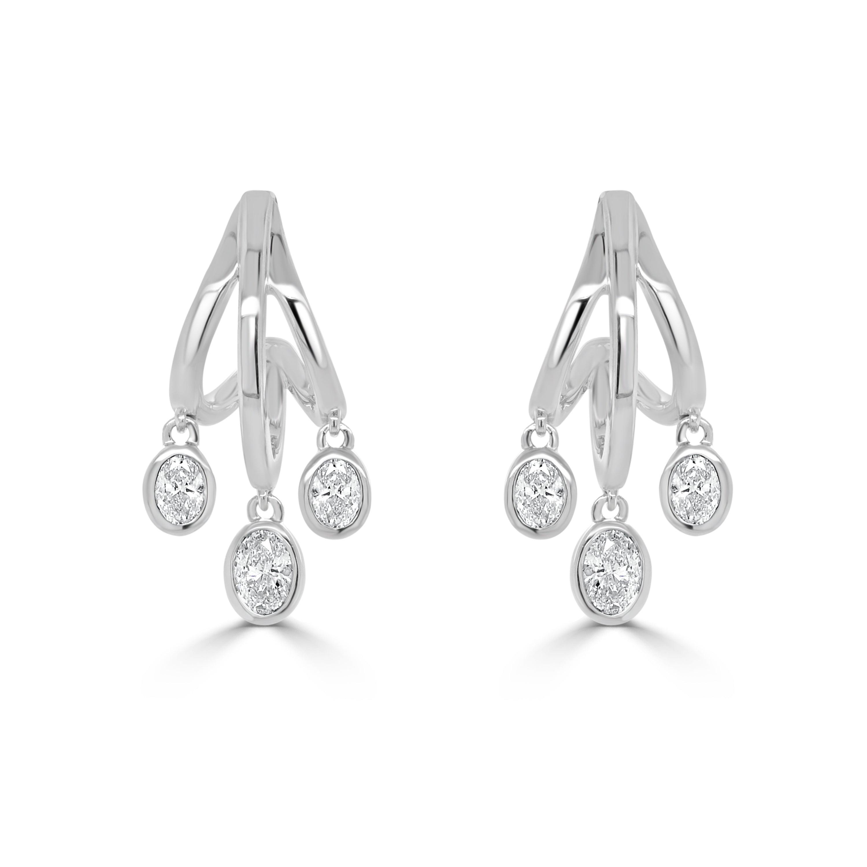 14K Gold Diamond Dangle Earrings - 1.10 CT