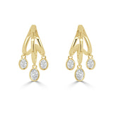 14K Gold Diamond Dangle Earrings - 1.10 CT