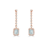 14K Gold Aquamarine & Diamond Drop Dangle Earrings  0.45 CT