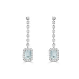 14K Gold Aquamarine & Diamond Drop Dangle Earrings  0.45 CT