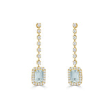 14K Gold Aquamarine & Diamond Drop Dangle Earrings  0.45 CT