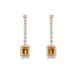 14K Gold Citrine & Diamond Drop Dangle Earrings - 0.43 CT